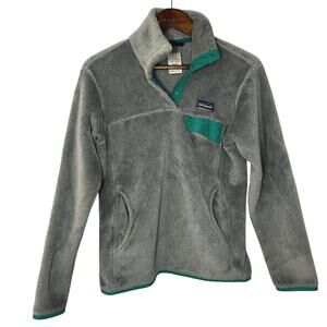 Patagonia Women's Size M Re-Tool Snap-T Pullover  Fleece Gray Teal Gorpcore Cozy